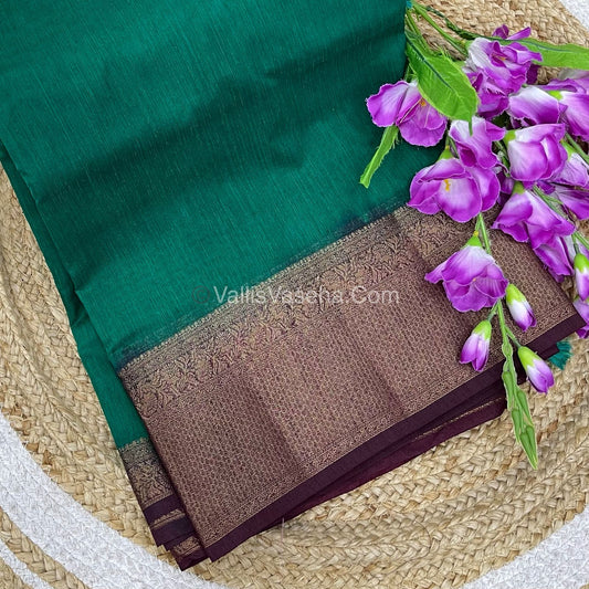 Bamboo Silk Saree - Green With Brown Shade - VVBSS008