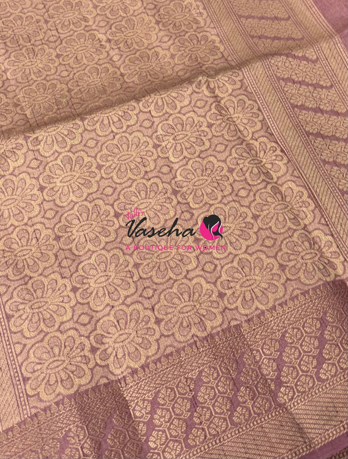 Semi Tussar Silk - Grand Pallu  - Onion Pink Shade - VVSTS071