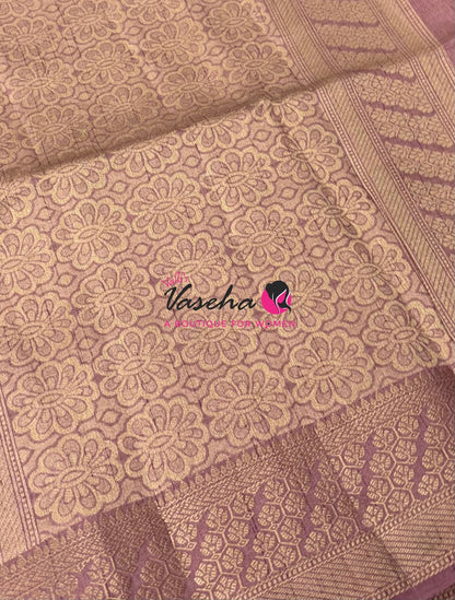 Semi Tussar Silk - Grand Pallu  - Onion Pink Shade - VVSTS071