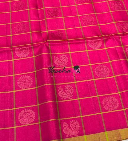 Pure Soft Silk Saree - Pink & Green Shade - VVPSS055
