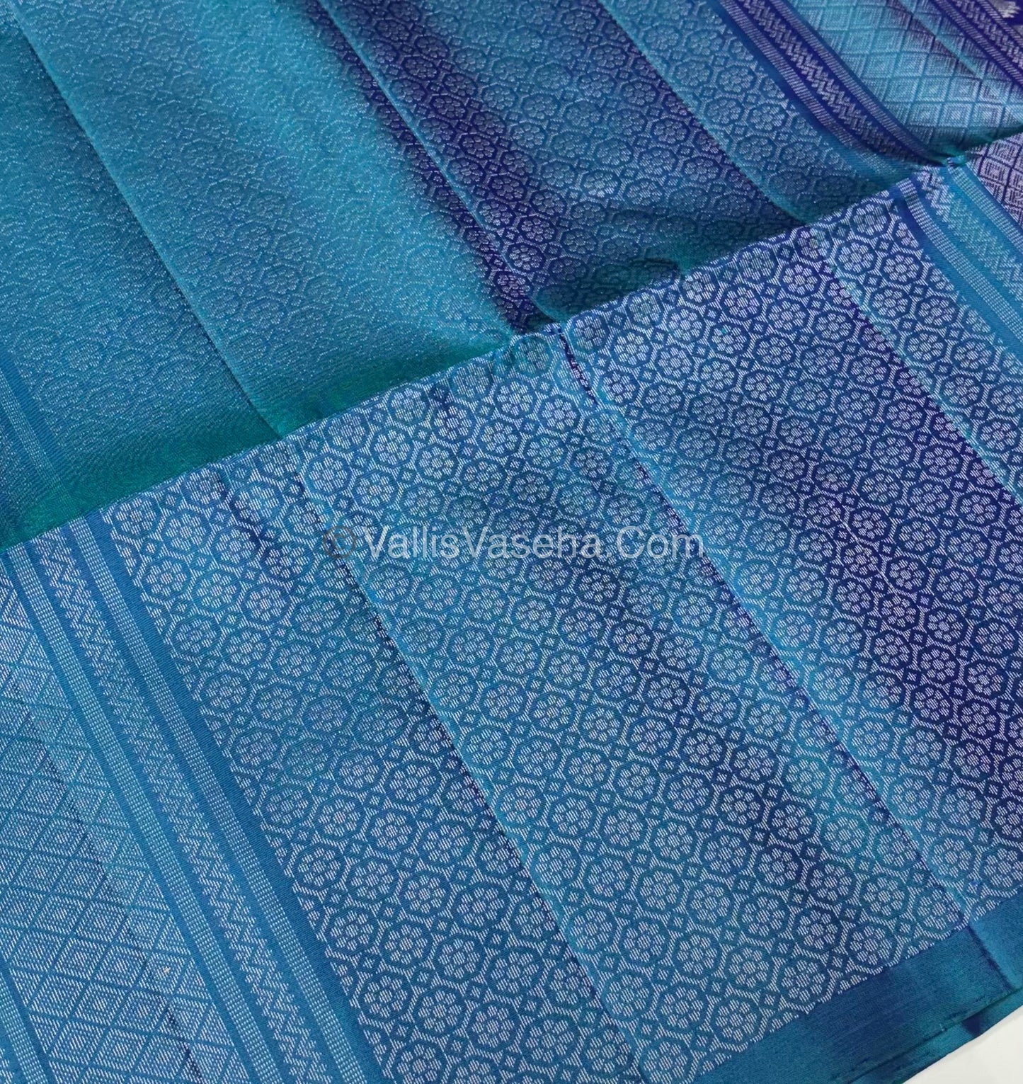 Pure Soft Silk Saree - Border Less  - Sea Blue & Peacock Blue Shade - VVPSS068