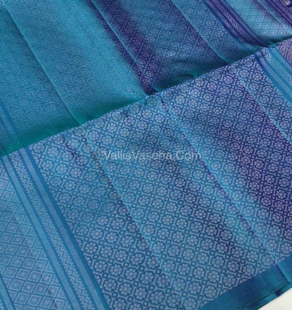 Pure Soft Silk Saree - Border Less  - Sea Blue & Peacock Blue Shade - VVPSS068