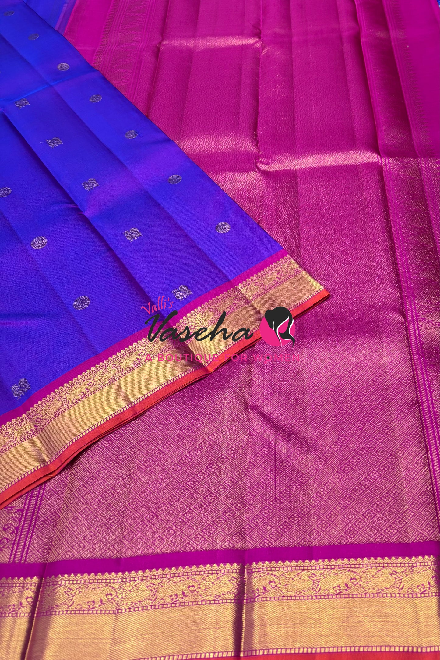 Pure Kanchipuram Silk Saree - Purple & Pink Combo - VVPS025