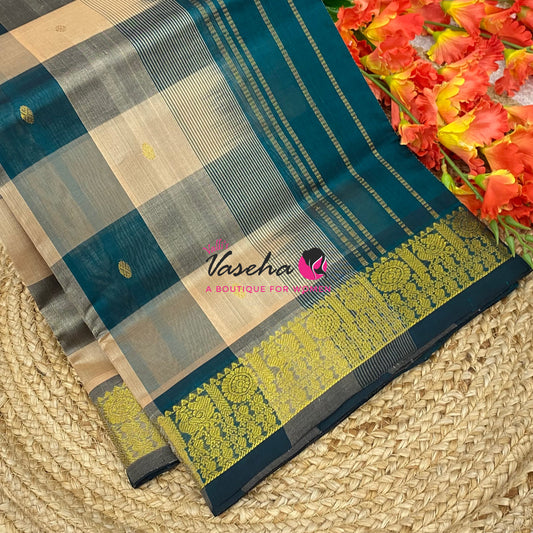 Pure Silk Cotton Saree - Pazhum Pazhamum Checks Design - VVPPSC02
