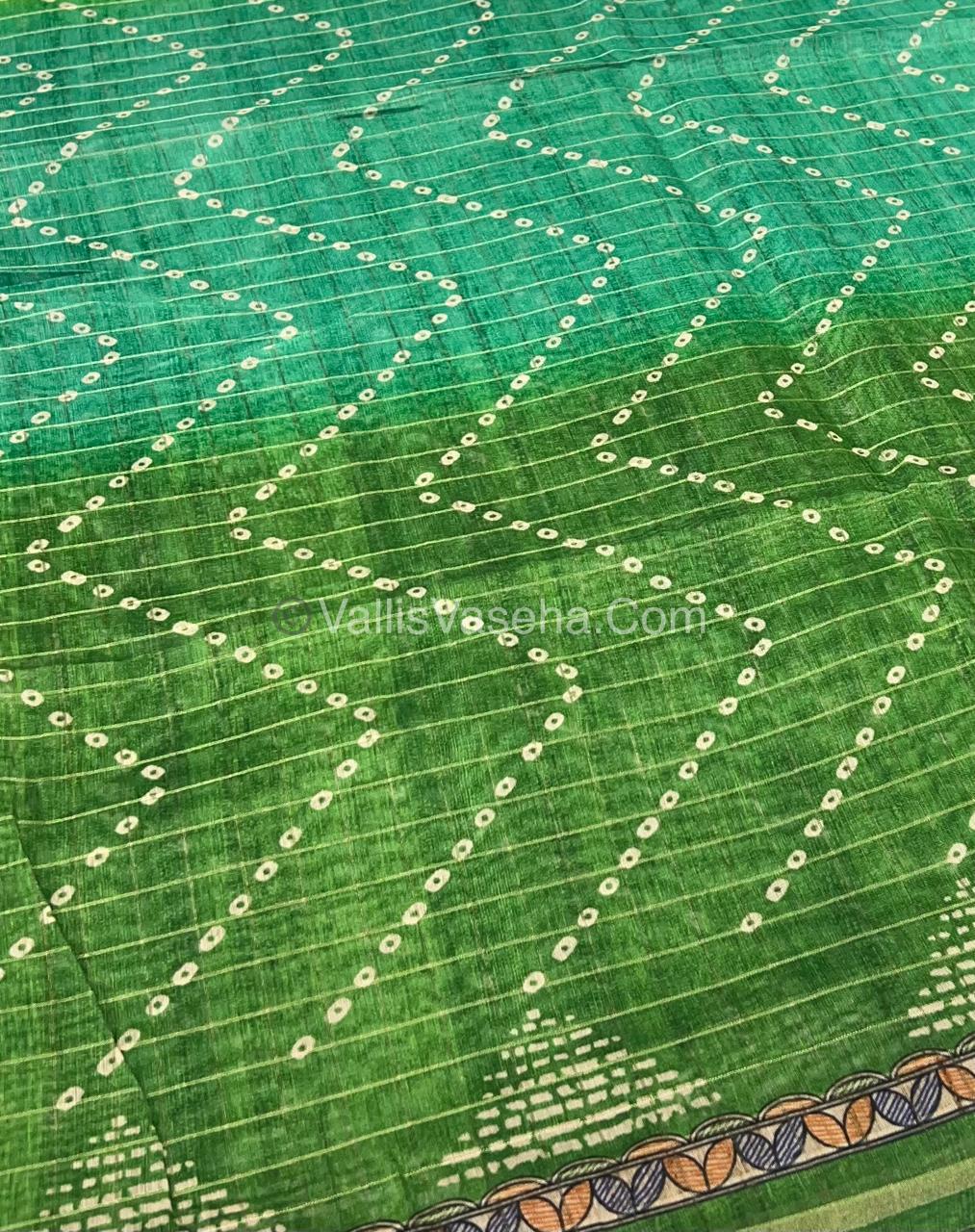 Semi Chanderi Saree - Fusion Of Bandhini & Madhubani- VVSCS002
