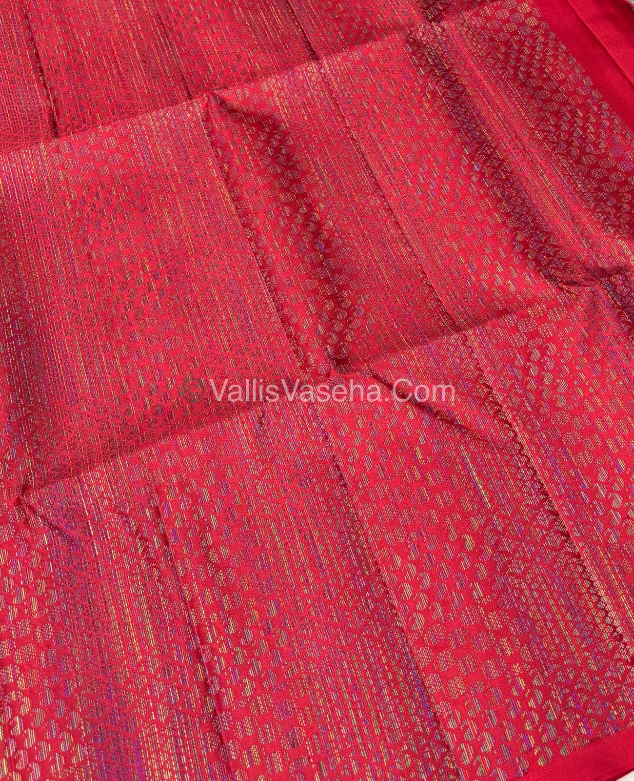 Pure Soft Silk Saree - Border Less - Red Shade - Multi Color Zari Weaving - VVPSS055