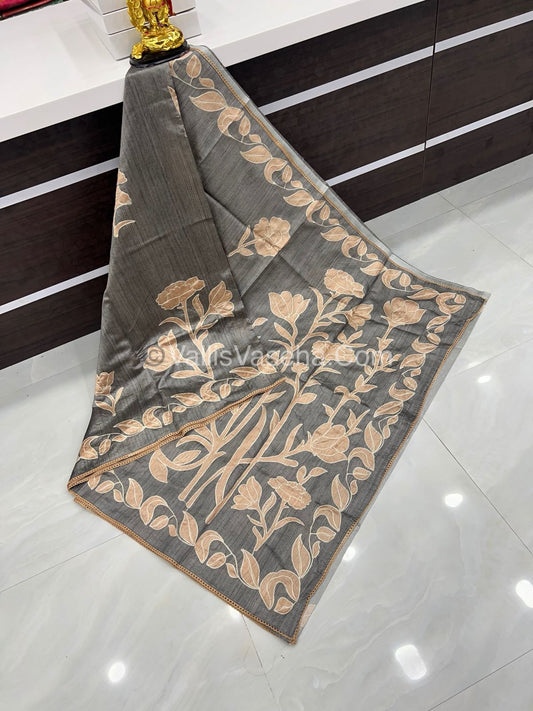 Semi Raw Silk with embroidery work - VVSRS001