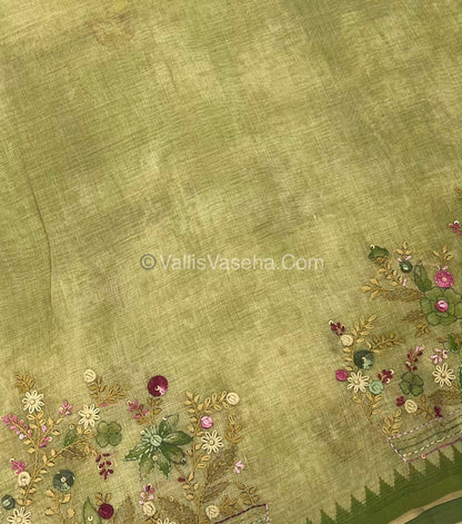 French Knot - Tissue Saree - Green Shade - VVLFN013