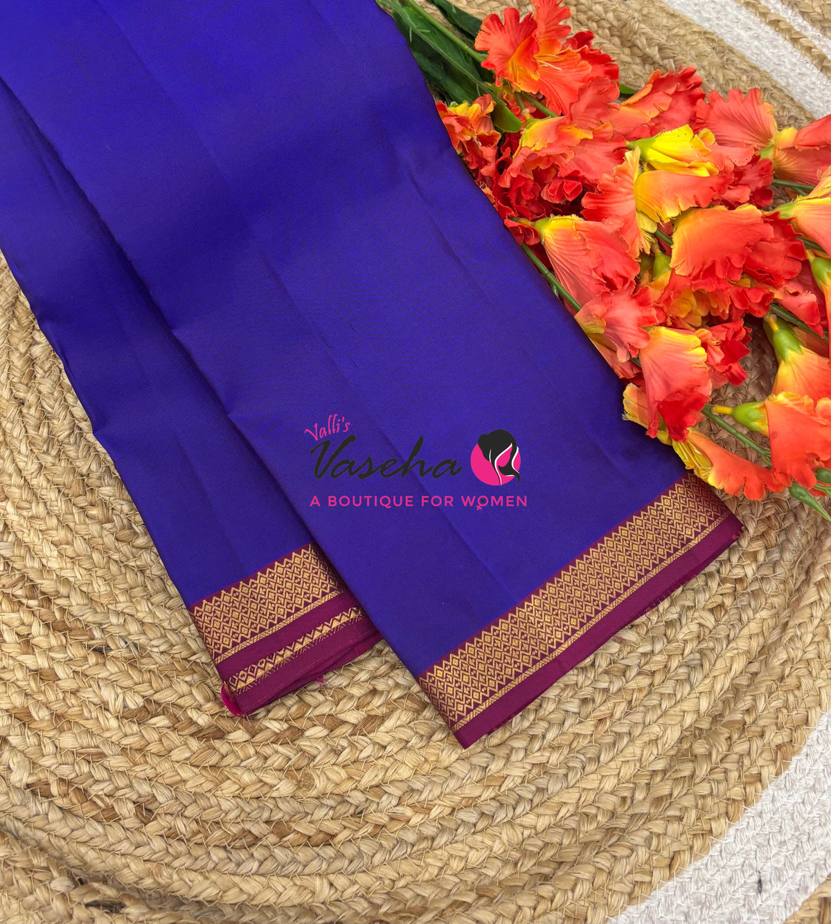 Pure Soft Silk Saree  - Violetish Blue With Pink Combo - VVPSS146