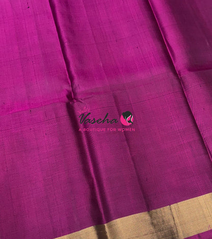 Pure Soft Silk Saree  - Pochampally Weaving - Greyish Blue & Purple Combo - VVPSS110