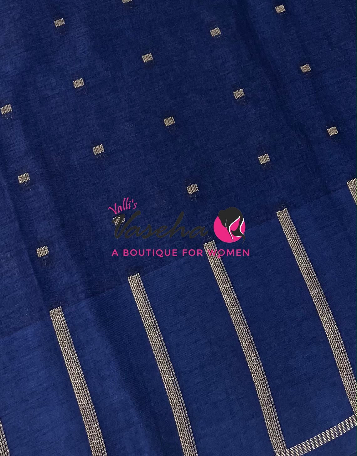 Semi Matka Tussar Silk Saree | Double Blouse | Blue Shade |VVSTS052