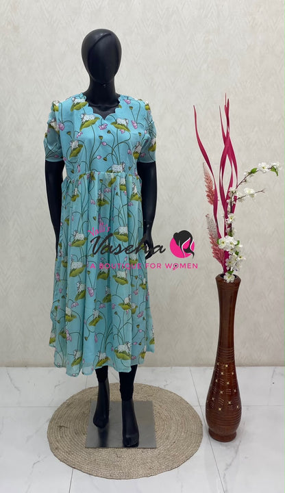 Ready Made - Georgette - Maxi - Blue Colour - VVRMG001