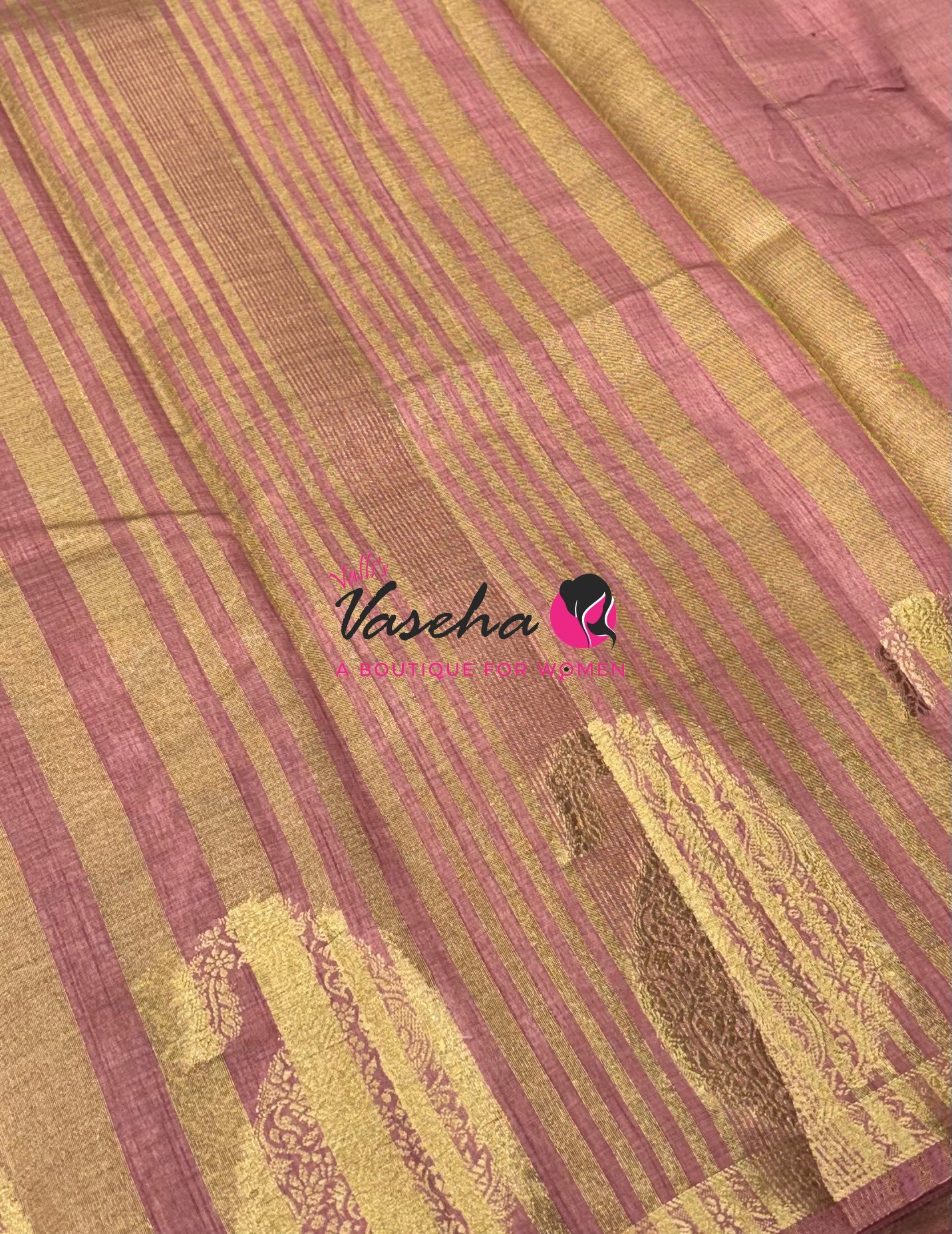Semi Tussar Silk - Small Mango - Light Onion Pink Shade - VVSTS002
