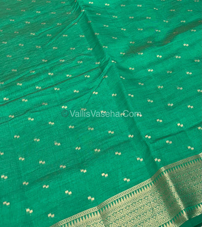 Semi Tussar Silk - Grand Pallu  - Green Shade - VVSTS020