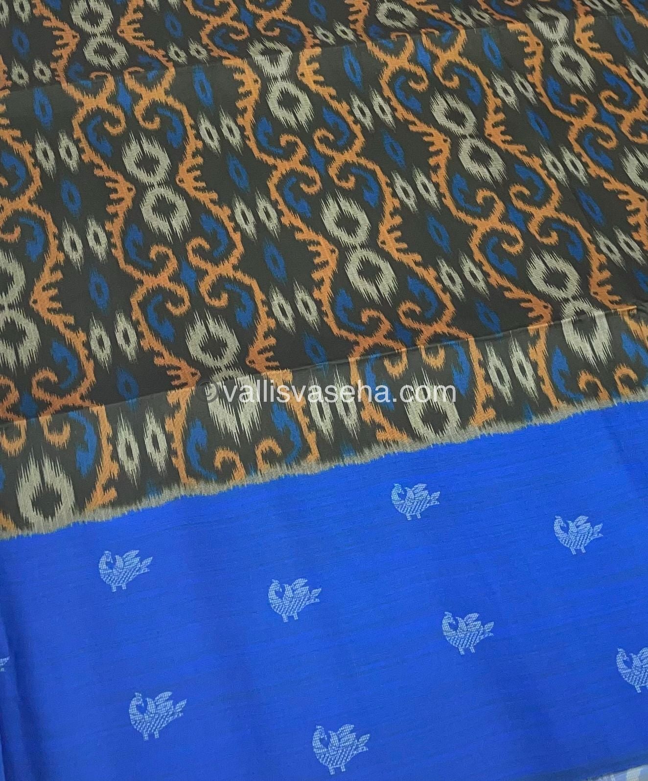 Sprinter Ikkat Semi Silk - Dark Green With Blue - VVSS002