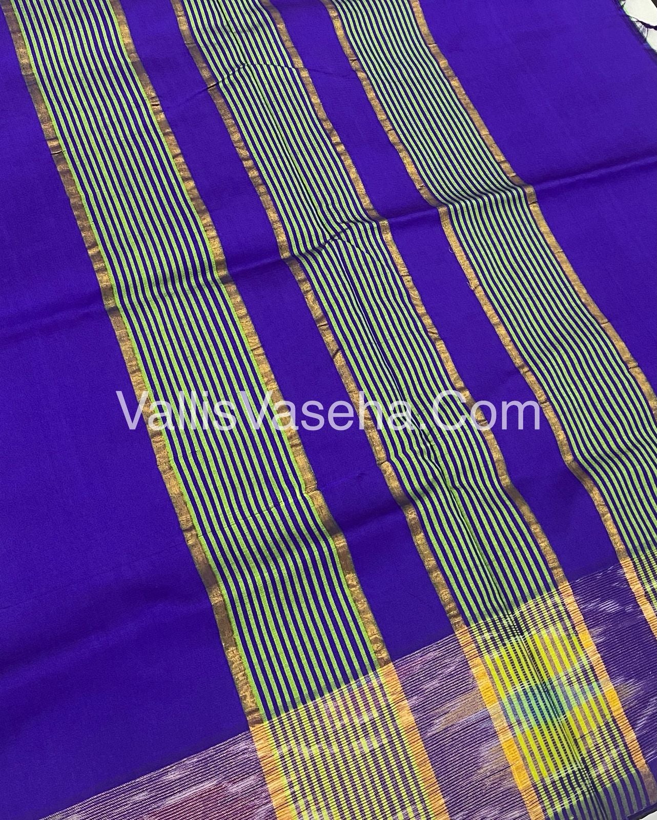 Semi Silk Cotton Saree - Green & Blue - VVSSC001