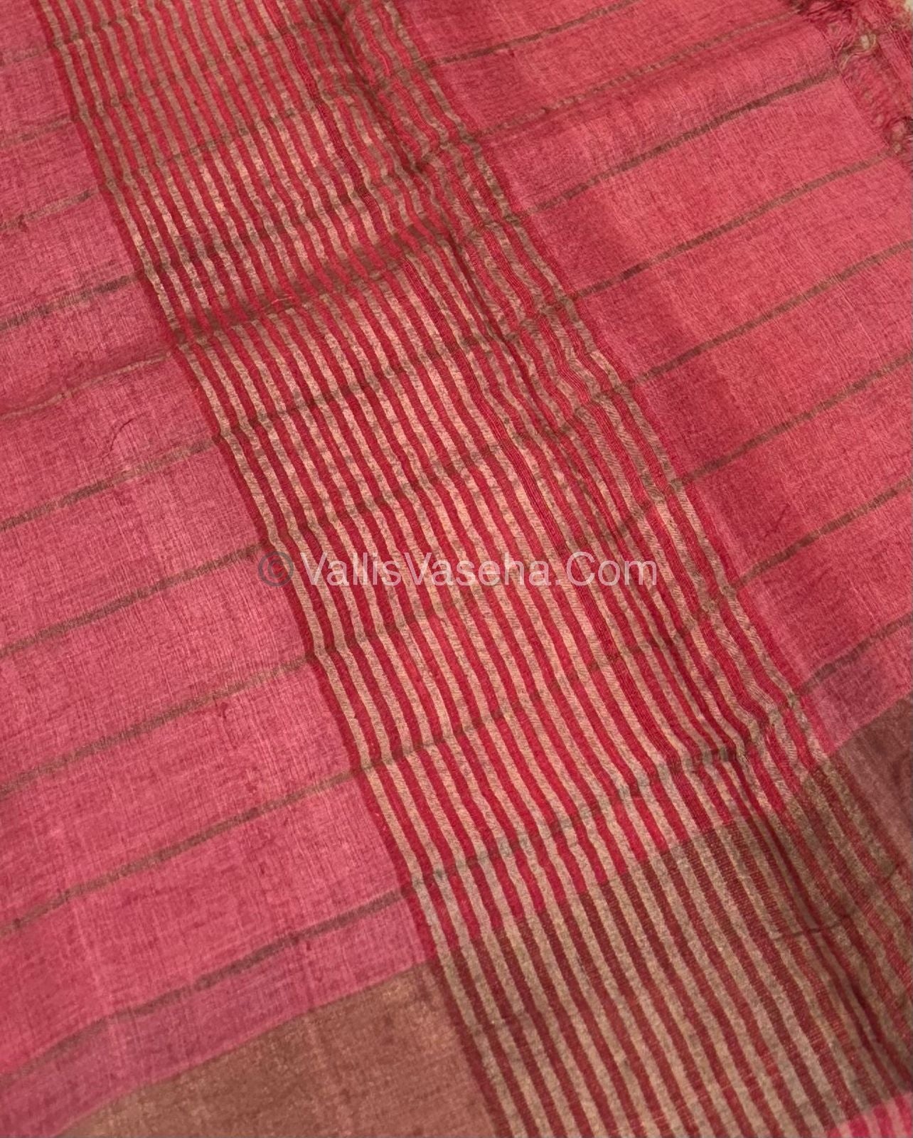 Pure Tussar Silk - Cream With Maroon Shade - VVPTS001