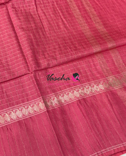Bhagalpuri Silk | Light Green With Pink Combo | VVBS011
