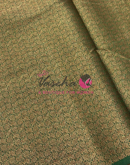 Bamboo Silk Saree- Yellow with Green Shade - VVBSS015