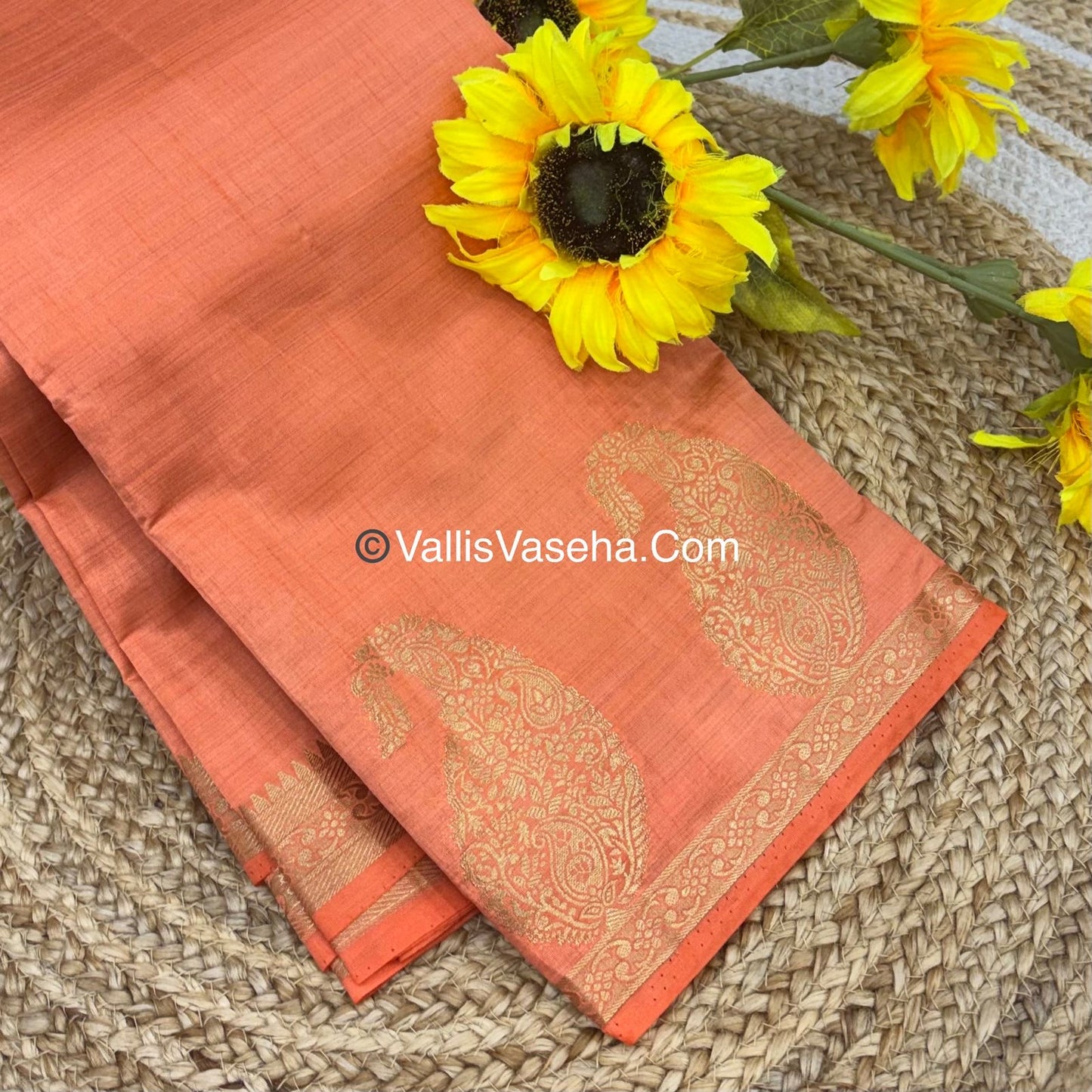 Semi Tussar Silk - Small Mango - Peach Shade - VVSTS002