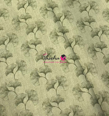 Linen Tissue Saree - Pista Shade - VVLTS006
