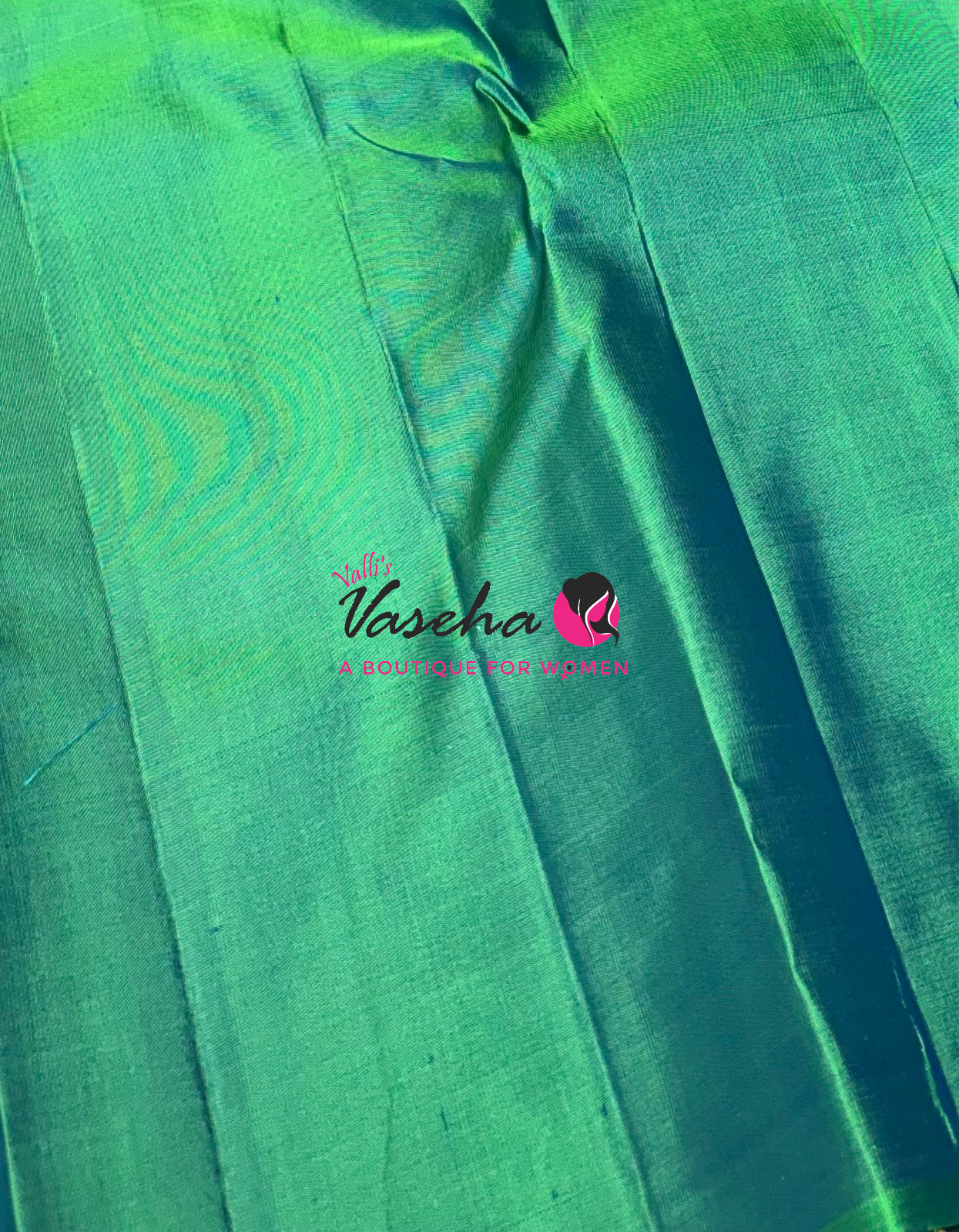 Pure Kanchipuram Silk Saree - Border Less  - Rexona Green Shade  - VVPS063