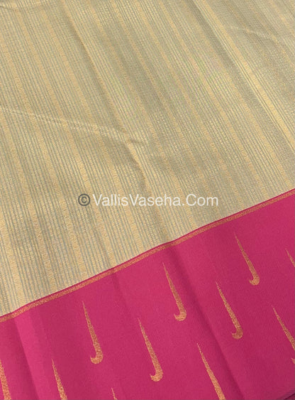 Kanchi Semi Silk  - Cream  with Pink- VVKSS001