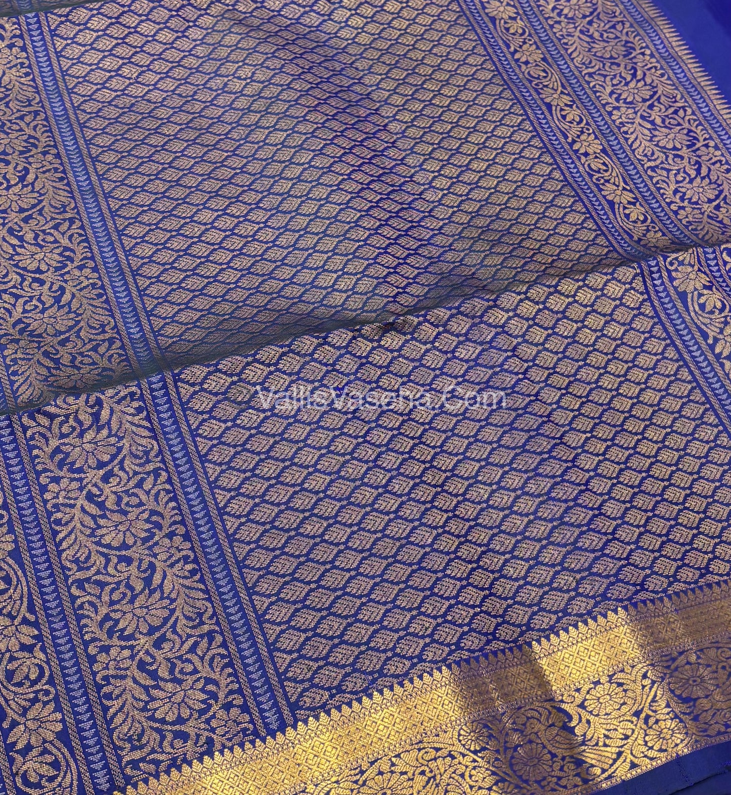 Pure Soft Silk Saree - Kanchi Border - Blue Shade - VVPSS046