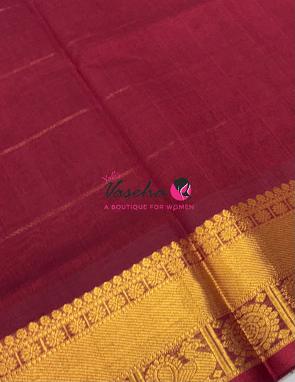 Pure Silk Cotton Saree - Mayil & Chakkaram Design - Maroon Shade - VVMC001