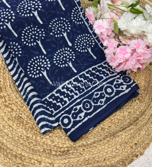 Pure Soft Mul Mul Cotton Sarees - Hand Block Prints - VVMMC006