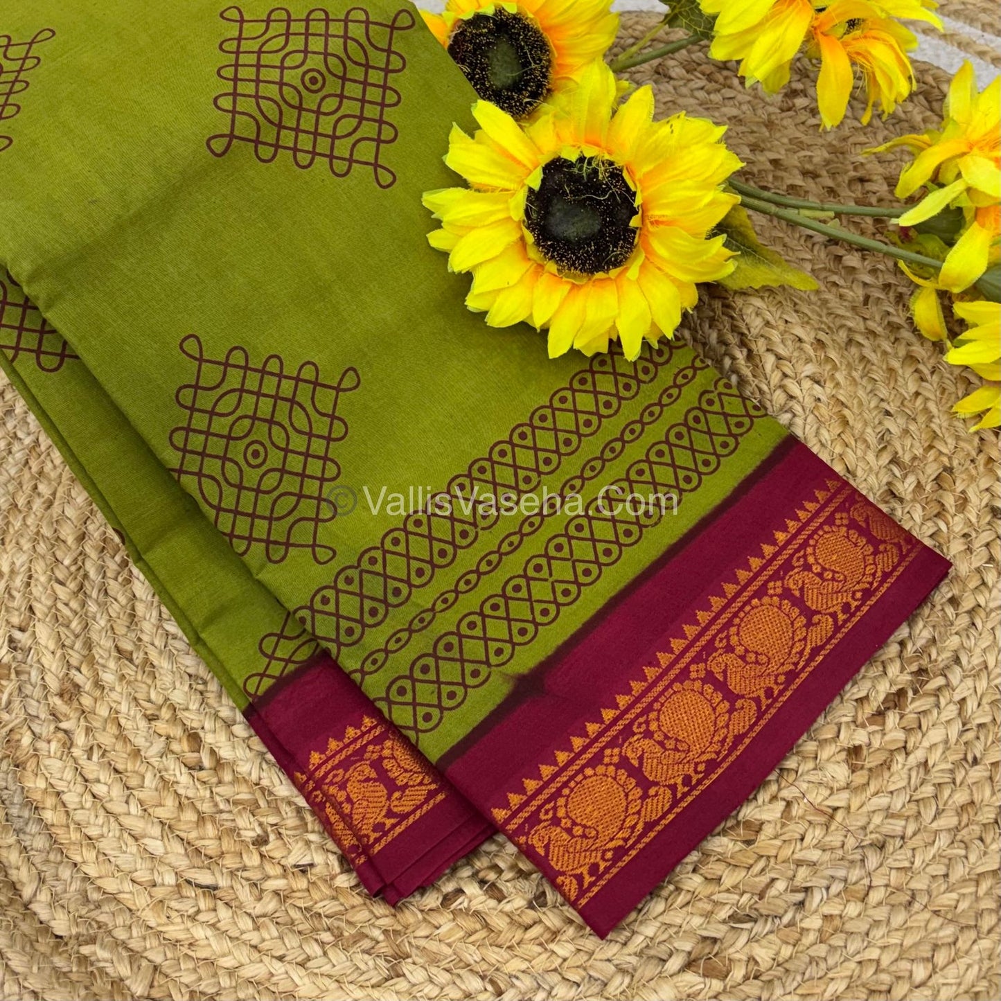 Sungudi Cotton Saree  - Kolam Print  - VVSKP001