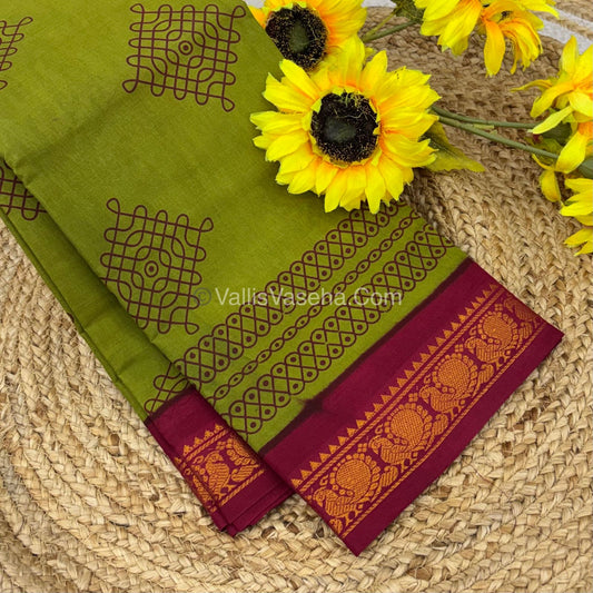 Sungudi Cotton Saree  - Kolam Print  - VVSKP001