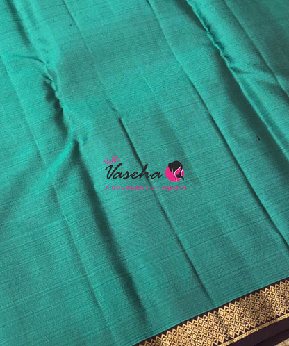 Pure Soft Silk Saree  - Ramar Green With Brown Combo - VVPSS146