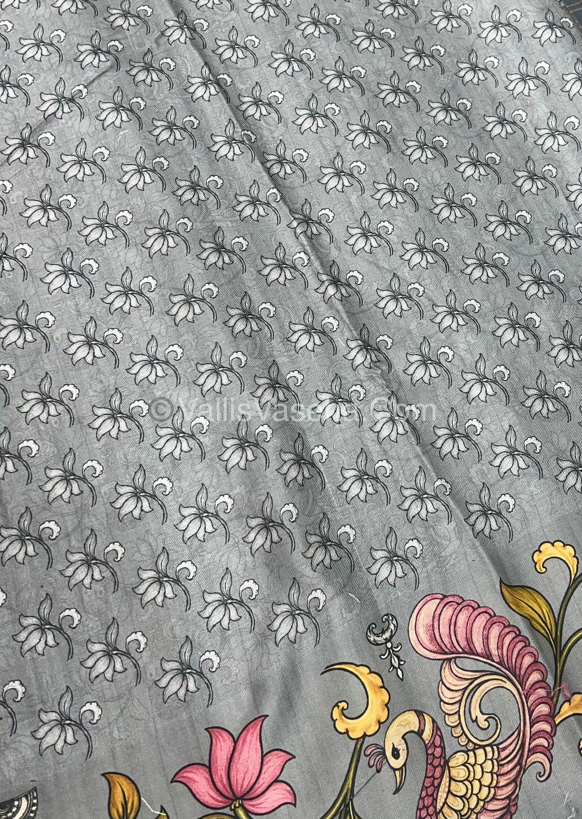 Semi Tussar Silk - Grey With Grey Shade  - VVSTS040