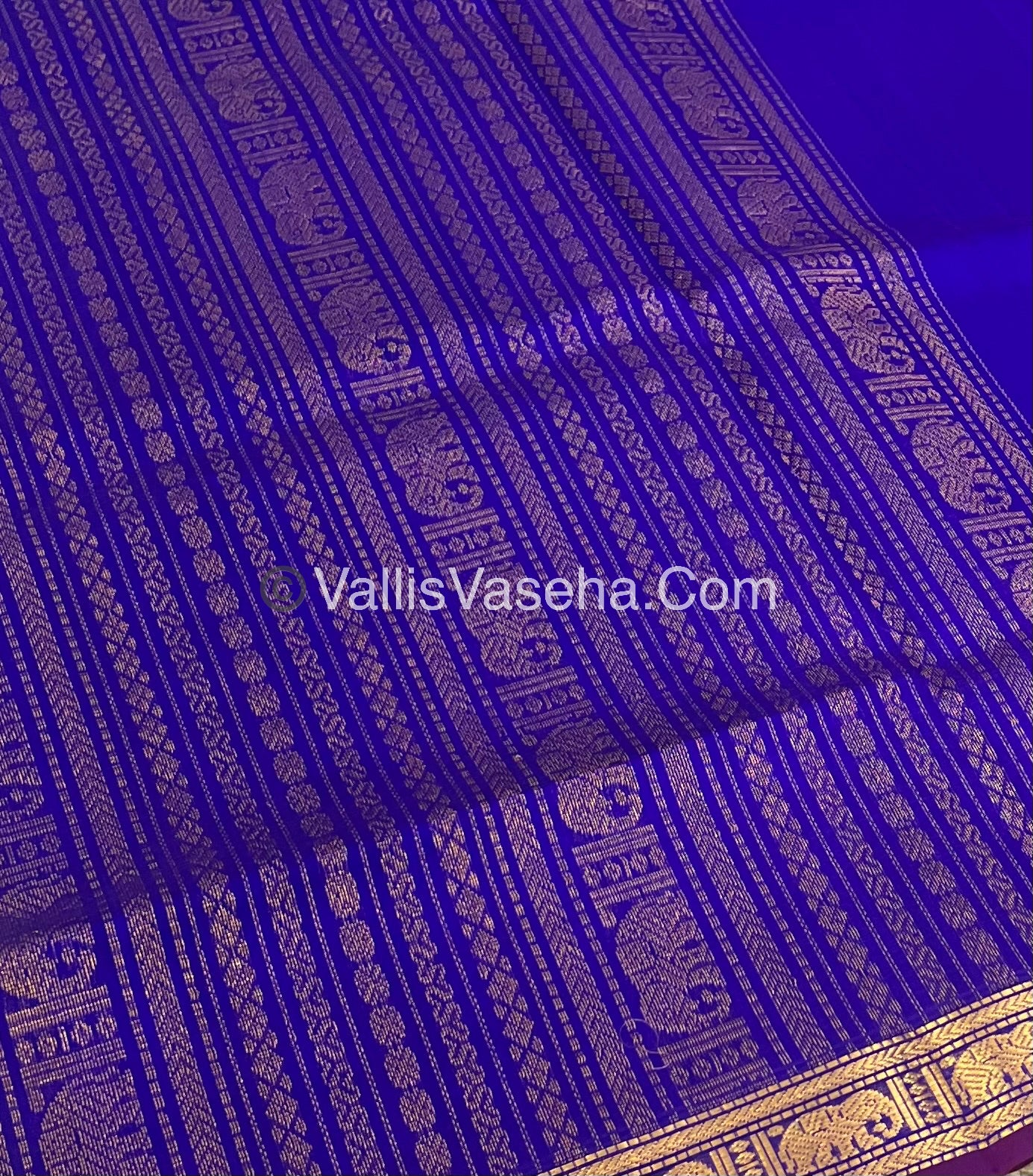 Pure Silk Cotton Saree - Retta Mayil Design - Blue Shade - VVRMS001
