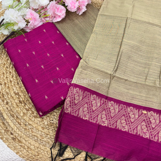Unstitched Salwar Material -Raw Silk - Pink Shade - VVUSM011