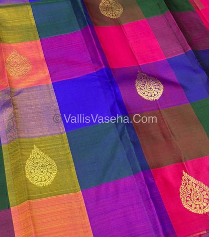 Pure Kanchipuram Silk Saree - Pazhum Pazhamum Checks - VVPS017