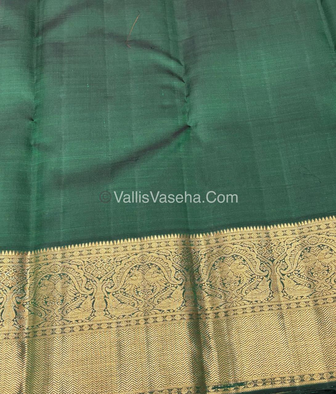 Pure Vintage Korvai Kanchipuram Silk Saree - Pink & Green Combo - VVPS044
