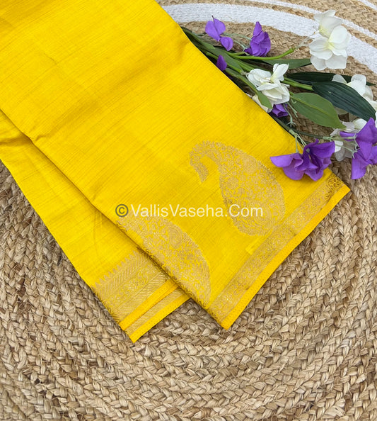 Semi Tussar Silk  - Yellow Shade - Small Mango Butta - VVSTS002