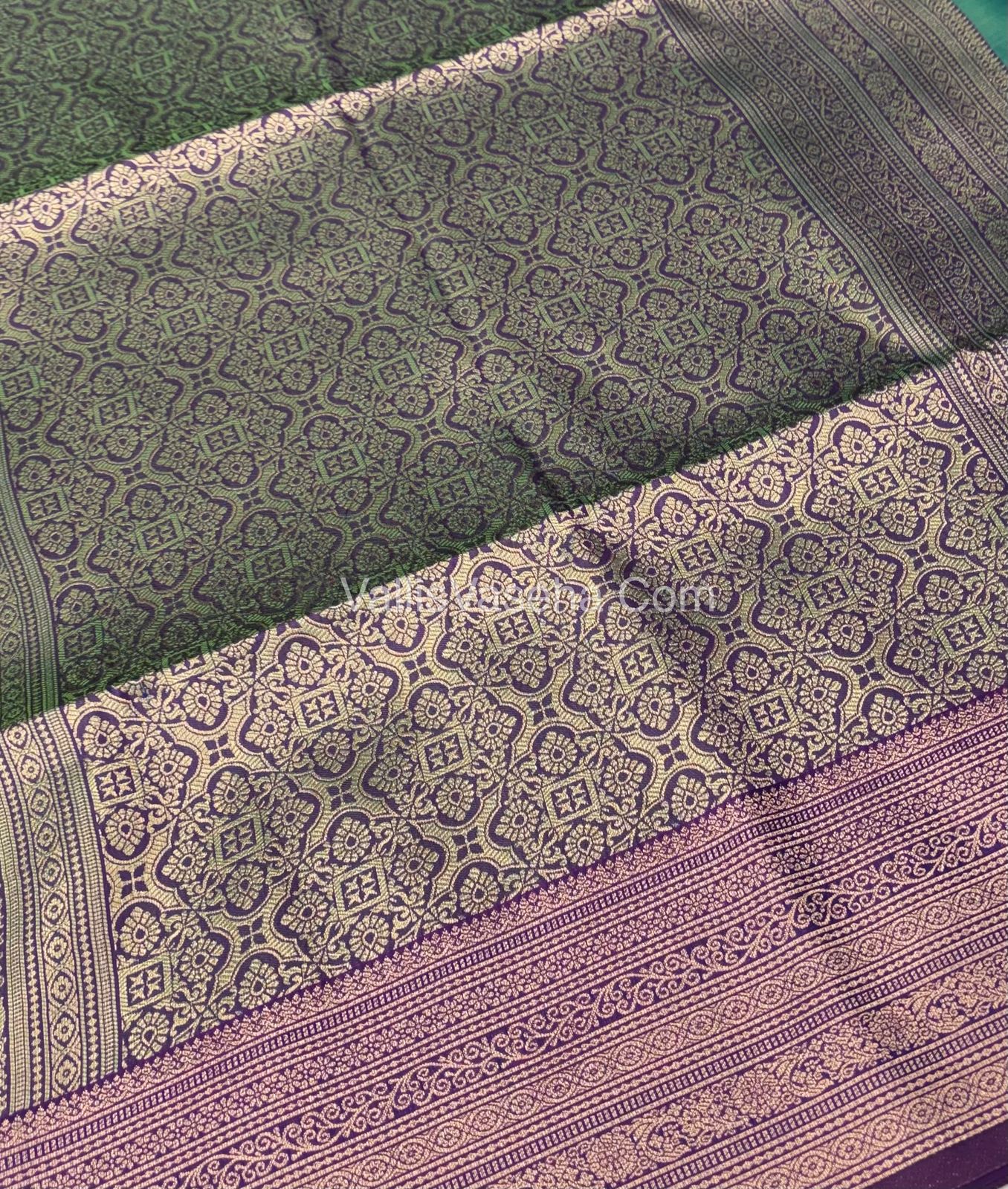 Semi Soft Silk - Sea Green With Purple Shade -VVSSS032 - 6