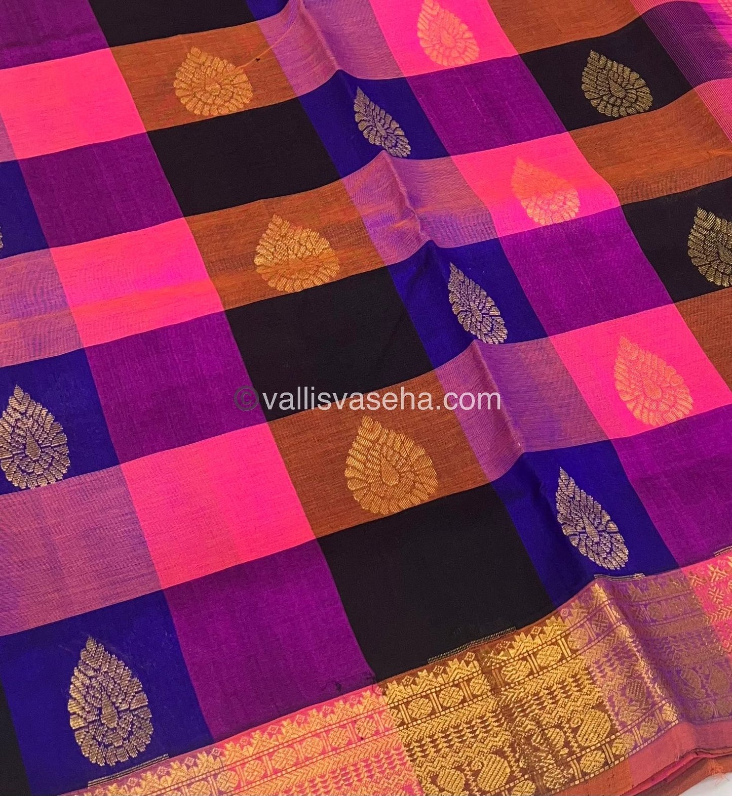 Pure Silk Cotton Saree - Pazhum Pazhamum Checks Design - VVPPSC01