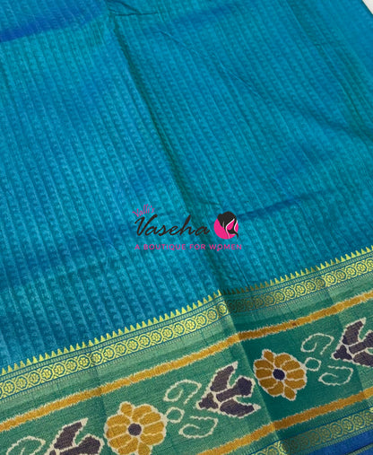 Semi Patola / Art Silk Saree - Blue With Blue Combo - VVSPS001