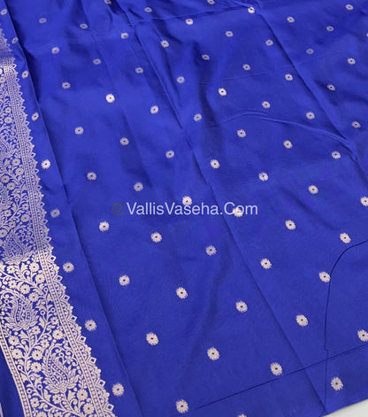 Semi Soft Silk - Elephant Butta Border - Blue Shade -VVSSS011