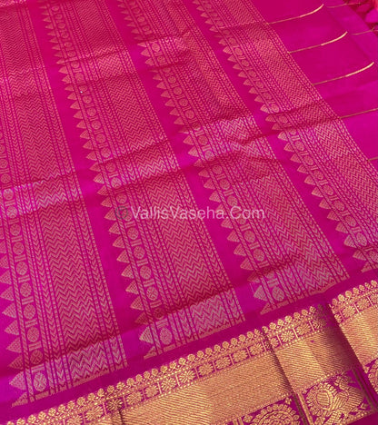 Pure Silk Cotton Saree - Mayil & Chakkaram Design - Pink Shade - VVMC001