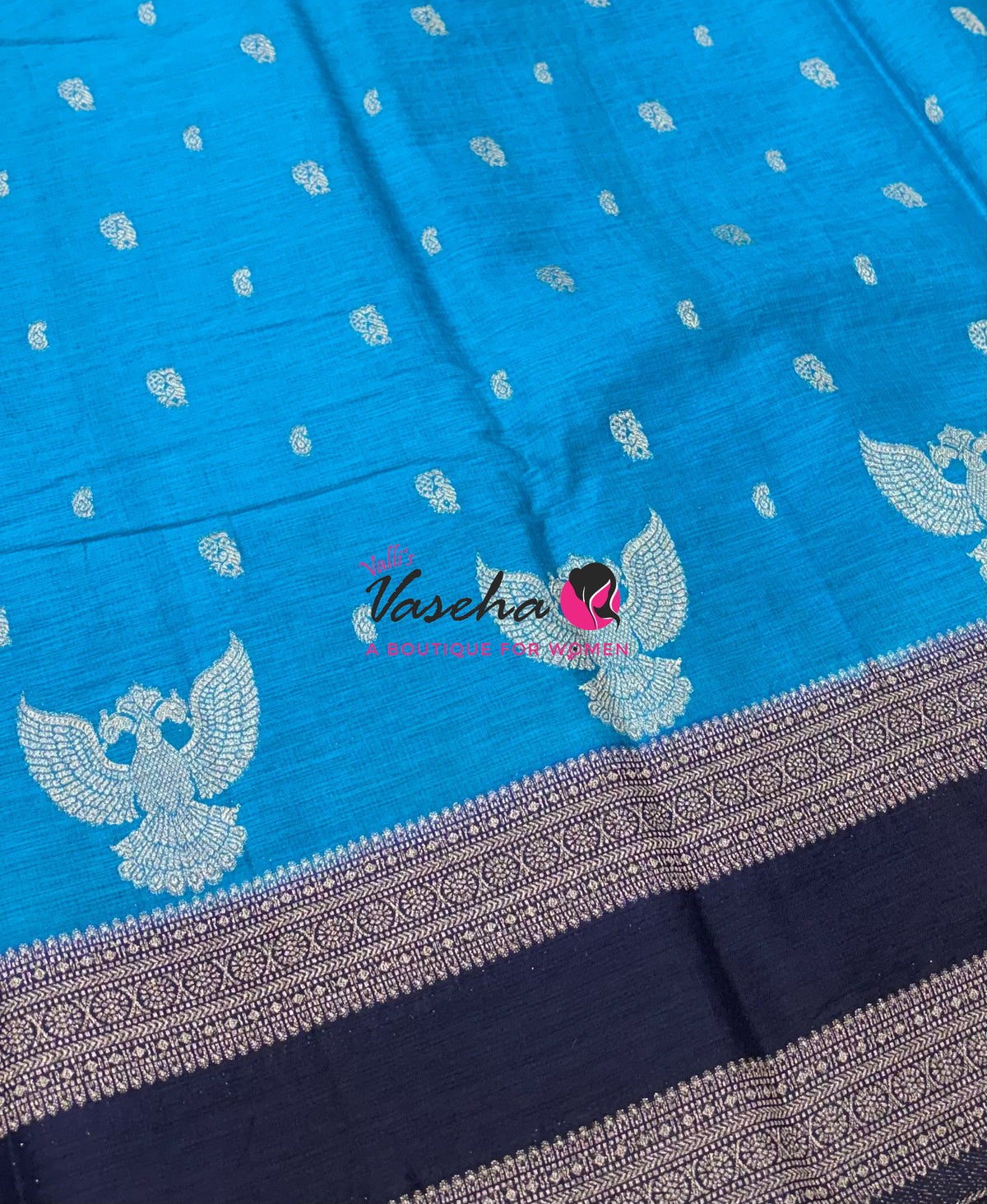 Banarasi - Heritage Silk - Blue With Navy Blue - VVBHS015