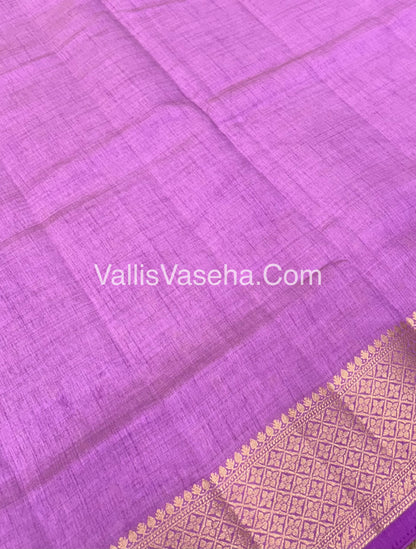 Semi Tussar Silk - Grand Pallu  - Lilac / Light Lavendar Shade - VVSTS022