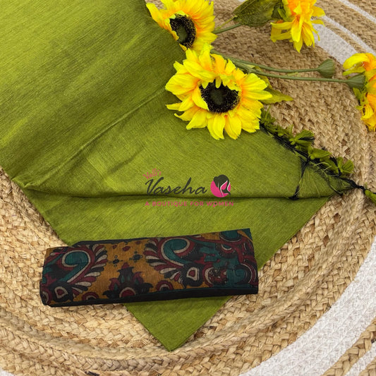 Kadhi Cotton Sarees with Kalamkari Blouse - VVKCK002