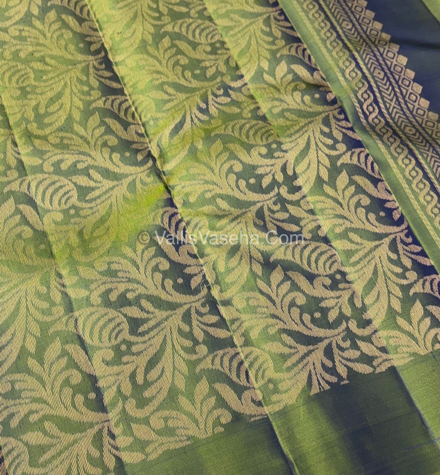 Pure Soft Silk Saree - Blue With Dual Tone Green - VVPSS073