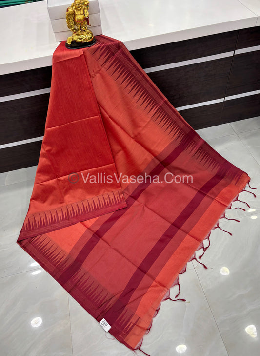 Semi Raw Silk - Orange With Maroon Shade - VVRS007