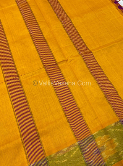 Semi Silk Cotton Saree - Purple & Yellow - VVSSC001